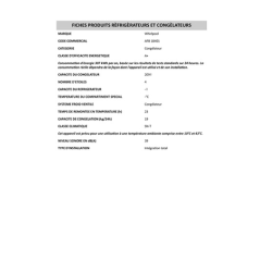 Congélateur armoire WHIRLPOOL AFB18401 - ENCASTRABLE 178CM