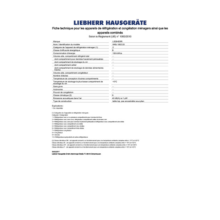 Cave de vieillissement LIEBHERR WKB1802-20