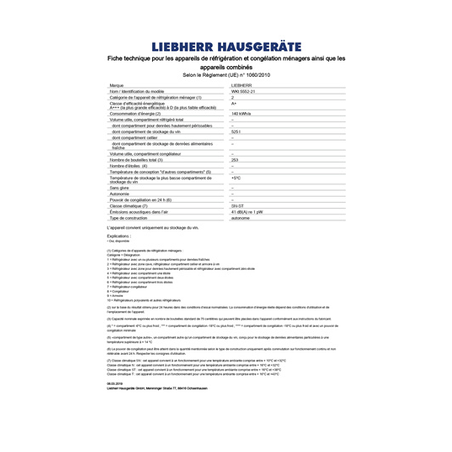 Cave de vieillissement LIEBHERR WKT 5552-21 GRANDCRU