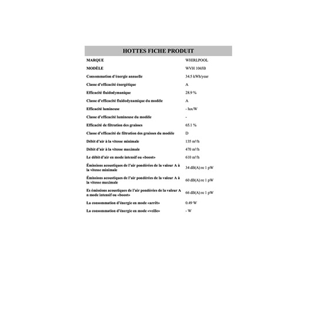 Plaque induction WHIRLPOOL WVH1065B