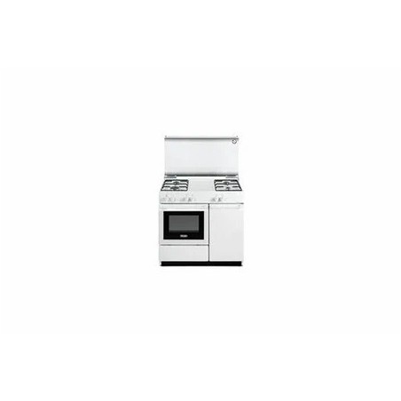 Cuisinière électrique DELONGHI SEW 8540 NED 40L AUTOPORTANTE BOUTON 4 FEUX GAZ VERRE BLANC