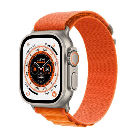 Apple Watch Ultra + Cellular, boîtier Titane 49mm avec Boucle Alpine Orange Taille L
