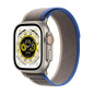 Apple Watch Ultra + Cellular, boîtier Titane 49mm avec Boucle Trail Bleu / Gris Taille M/L Apple Watch Ultra + Cellular, boîtier Titane 49mm avec Boucle Trail Bleu / Gris Taille M/L