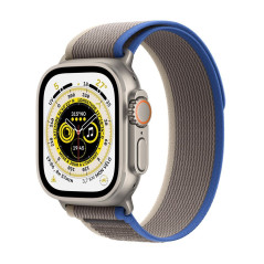 Apple Watch Ultra + Cellular, boîtier Titane 49mm avec Boucle Trail Bleu / Gris Taille S/M