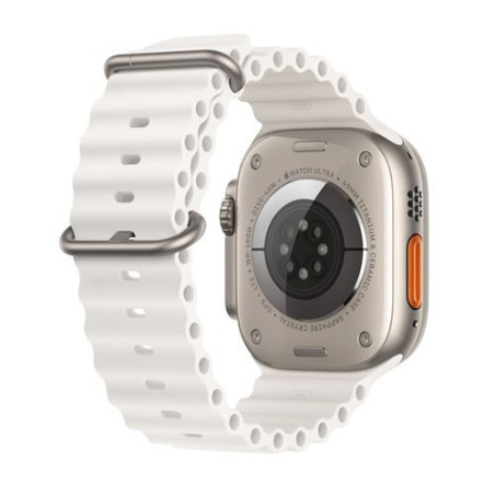 Apple Watch Ultra + Cellular, boîtier Titane 49mm avec Bracelet Océan Blanc