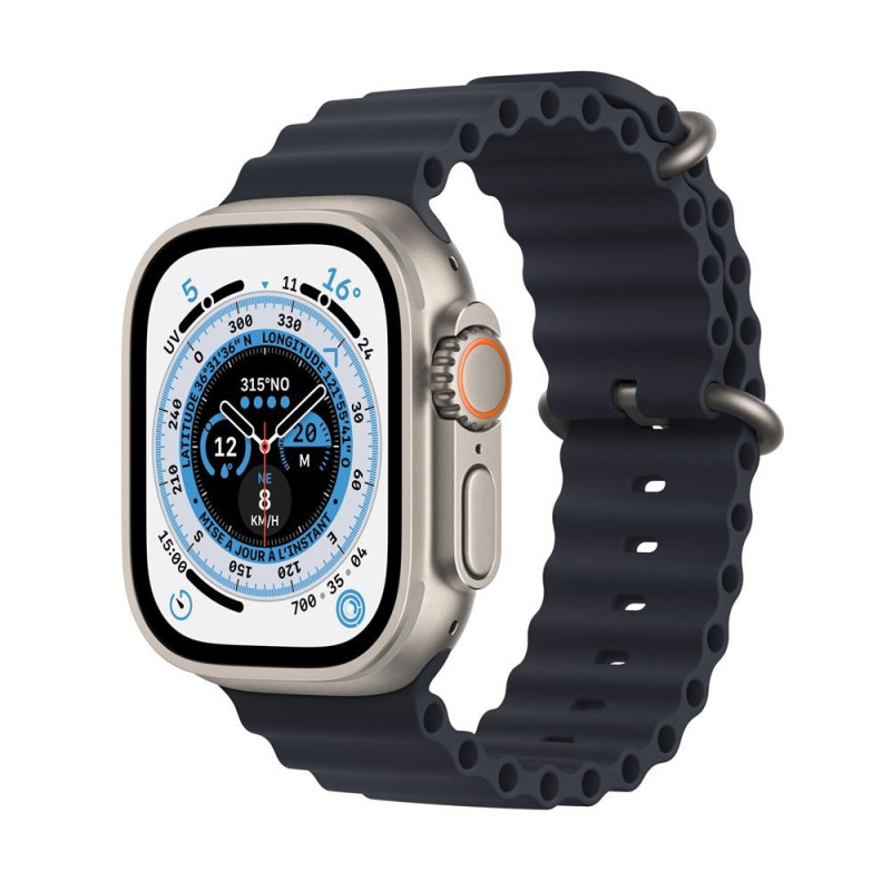 Apple Watch Ultra + Cellular, boîtier Titane 49mm avec Bracelet Océan Minuit Apple Watch Ultra + Cellular, boîtier Titane 49mm avec Bracelet Océan Minuit