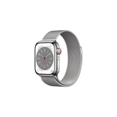 Apple Watch Series 8 GPS + Cellular, boîtier Acier inoxydable argent 41mm avec Boucle Milanaise Argent