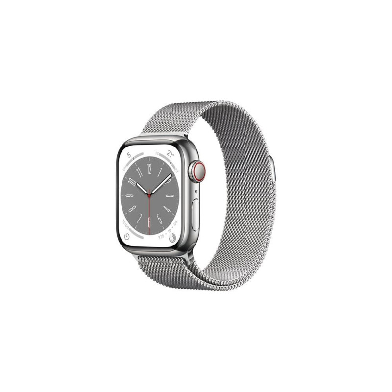 Apple Watch Series 8 GPS + Cellular, boîtier Acier inoxydable argent 41mm avec Boucle Milanaise Argent Apple Watch Series 8 GPS + Cellular, boîtier Acier inoxydable argent 41mm avec Boucle Milanaise Argent