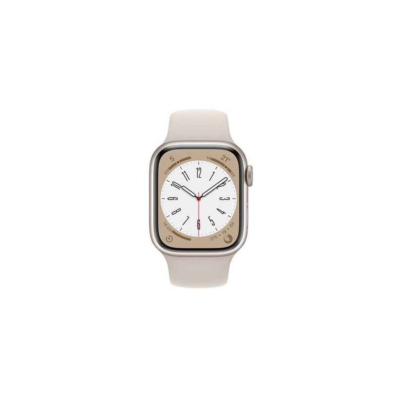 Apple Watch Series 8 GPS + Cellular, boîtier Acier inoxydable or 41mm avec Bracelet Sport Lumière Stellaire Apple Watch Series 8 GPS + Cellular, boîtier Acier inoxydable or 41mm avec Bracelet Sport Lumière Stellaire