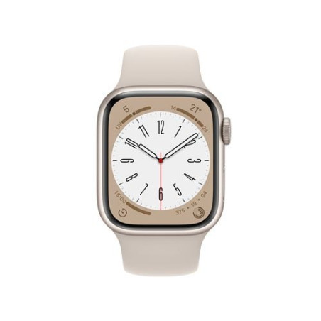 Apple Watch Series 8 GPS + Cellular, boîtier Acier inoxydable or 41mm avec Bracelet Sport Lumière Stellaire