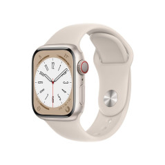 Apple Watch Series 8 GPS + Cellular, boîtier Acier inoxydable or 41mm avec Bracelet Sport Lumière Stellaire
