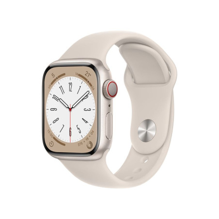 Apple Watch Series 8 GPS + Cellular, boîtier Acier inoxydable or 41mm avec Bracelet Sport Lumière Stellaire