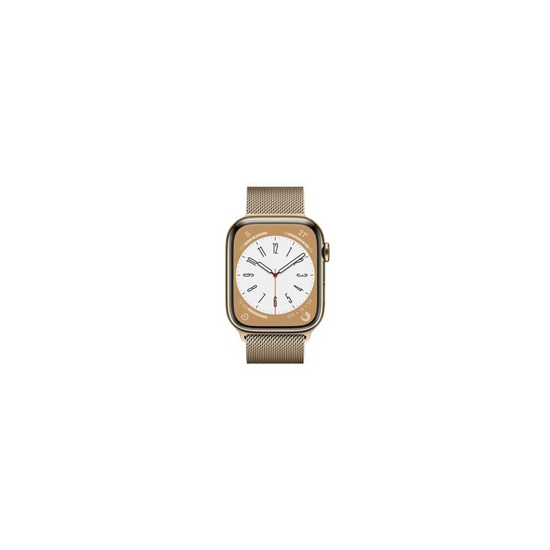 Apple Watch Series 8 GPS + Cellular, boîtier Acier inoxydable or 45mm avec Boucle Milanaise Or Apple Watch Series 8 GPS + Cellular, boîtier Acier inoxydable or 45mm avec Boucle Milanaise Or