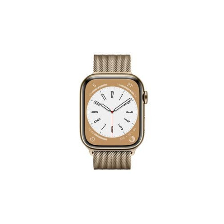 Apple Watch Series 8 GPS + Cellular, boîtier Acier inoxydable or 45mm avec Boucle Milanaise Or