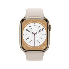 Apple Watch Series 8 GPS + Cellular, boîtier Aluminium Lumière Stellaire 45mm avec Bracelet Lumière Stellaire