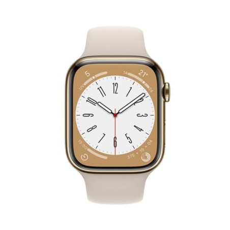 Apple Watch Series 8 GPS + Cellular, boîtier Aluminium Lumière Stellaire 45mm avec Bracelet Lumière Stellaire