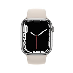 Apple Watch Series 7 GPS + Cellular, boîtier Acier Inoxydable Argent 45mm avec Bracelet Sport Lumière Stellaire