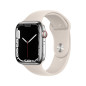 Apple Watch Series 7 GPS + Cellular, boîtier Acier Inoxydable Argent 45mm avec Bracelet Sport Lumière Stellaire Apple Watch Series 7 GPS + Cellular, boîtier Acier Inoxydable Argent 45mm avec Bracelet Sport Lumière Stellaire