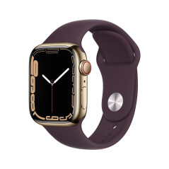 Apple Watch Series 7 GPS + Cellular, boîtier Acier Inoxydable Or 45mm avec Bracelet Cerise Noire