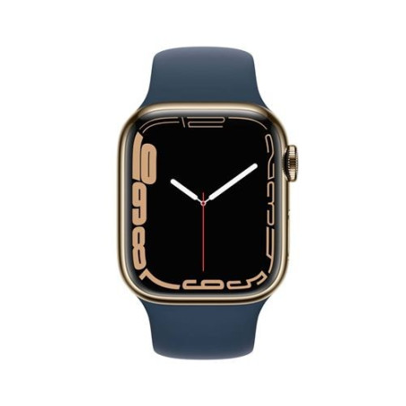 Apple Watch Series 7 GPS + Cellular, boîtier Acier Inoxydable Or 41mm avec Bracelet Bleu Abysse