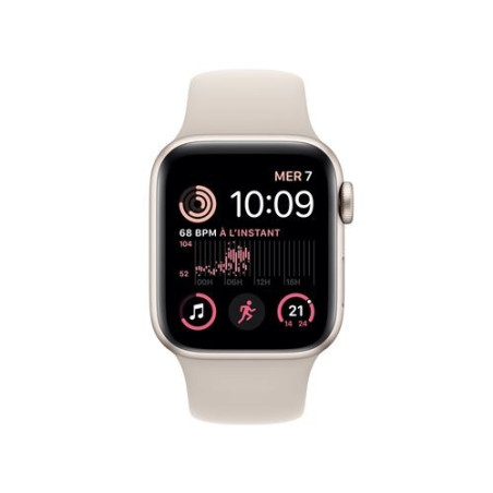 Apple Watch SE GPS + Cellular 2ème génération, boîtier Aluminium Lumière Stellaire 40mm avec Bracelet Sport Lumière Stellaire