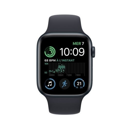 Apple Watch SE GPS + Cellular 2ème génération, boîtier Aluminium Minuit 44mm avec Bracelet Sport Minuit