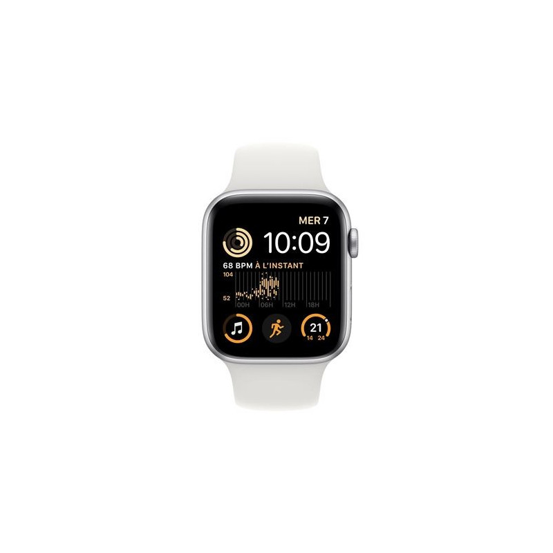 Apple Watch SE GPS + Cellular 2ème génération, boîtier Aluminium Argent 44mm avec Bracelet Sport Blanc Apple Watch SE GPS + Cellular 2ème génération, boîtier Aluminium Argent 44mm avec Bracelet Sport Blanc