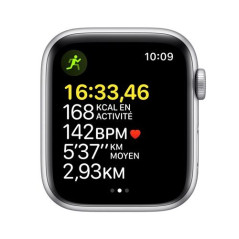 Apple Watch SE GPS, 44mm boitier aluminium argent avec bracelet sport bleu abysse