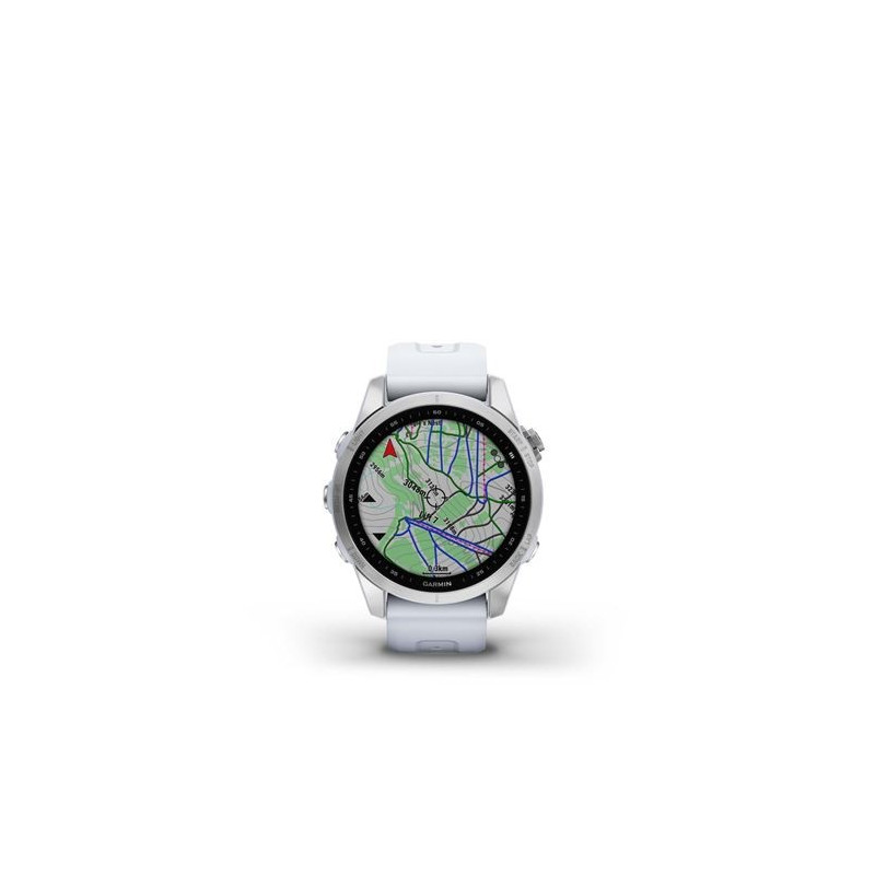 Garmin Fenix 7S Silver avec bracelet silicone Blanc