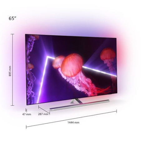 TV OLED Philips 65OLED887 164 cm Ambilight 4K UHD Android TV Metal chrome foncé 2022