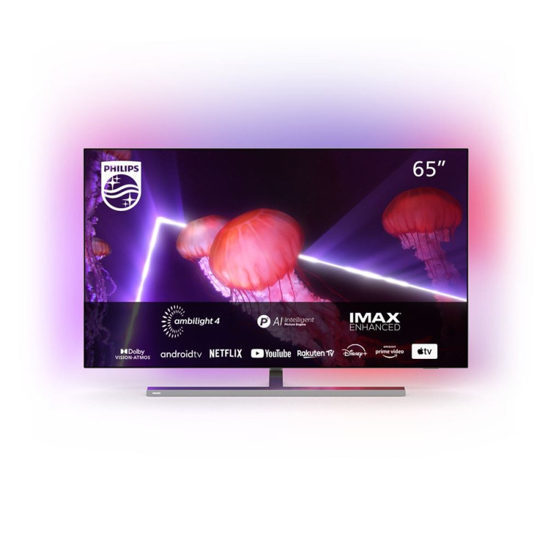 TV OLED Philips 65OLED887 164 cm Ambilight 4K UHD Android TV Metal chrome foncé 2022