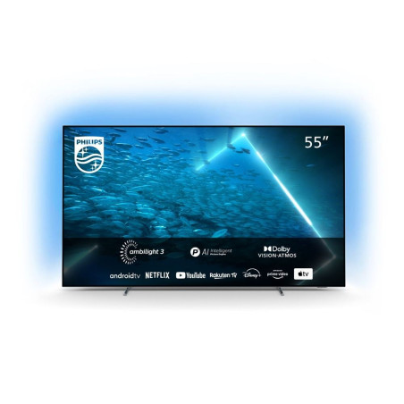 TV OLED Philips 55OLED707 139 cm Ambilight 4K UHD Android TV Chrome foncé