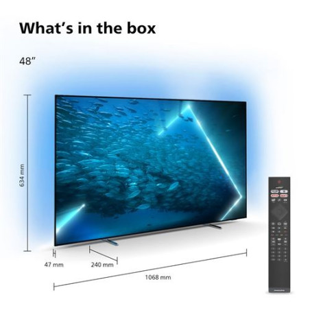 TV OLED Philips Ambilight 48OLED707/12 121 cm 4K UHD Android TV Chrome foncé 2022