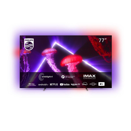 TV OLED Philips 77OLED807 194 cm Ambilight 4K UHD Android TV Metal argenté