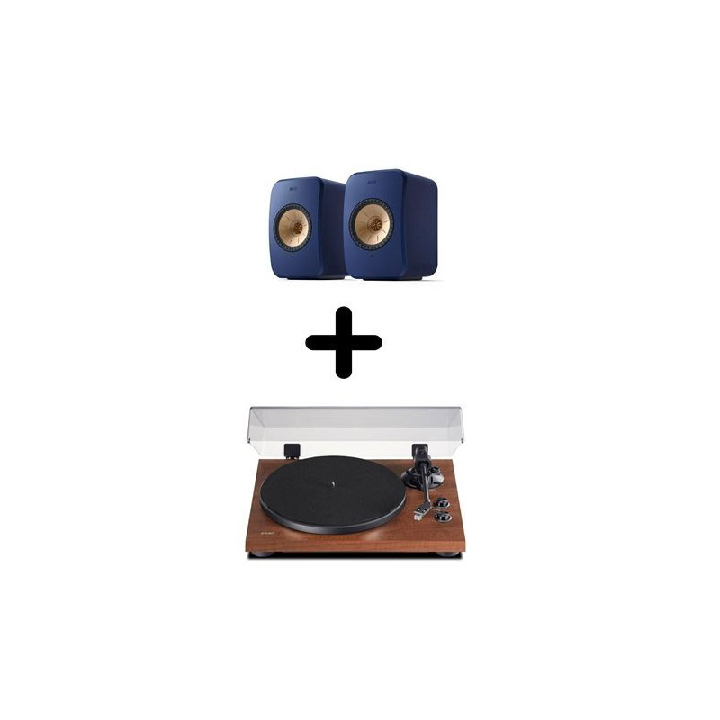 Enceintes actives Hifi connectées KEF LSX 2 Bleu (paire)+ Platine vinyle Teac TN-280BT-A3 Noyer Enceintes actives Hifi connectées KEF LSX 2 Bleu (paire)+ Platine vinyle Teac TN-280BT-A3 Noyer